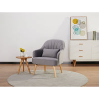 Keira Accent Sofa Arm Chair Fabric Uplholstered Lounge Couch - Mid Grey