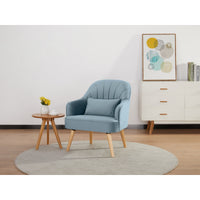 Keira Accent Sofa Arm Chair Fabric Uplholstered Lounge Couch - Light Blue