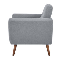 Lilliana 1 Seater Sofa Arm Chair Fabric Uplholstered Lounge Couch - Light Grey
