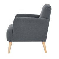 Brianna 1 Seater Sofa Arm Chair Fabric Uplholstered Lounge Couch - Dark Grey