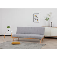 Monroe 3 Seater Sofa Futon Bed Fabric Lounge Couch - Grey