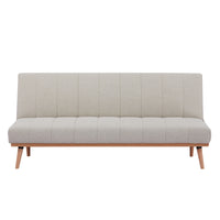 Monroe 3 Seater Sofa Futon Bed Fabric Lounge Couch - Beige