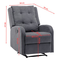 Flynn Recliner ArmChair Fabric Upholstered Sofa Lounge Accent Chair Grey