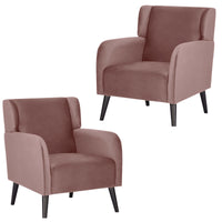 Bianca Set of 2 Accent Sofa Arm Chair Fabric Uplholstered Lounge - Pink