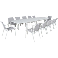 Iberia 230-345cm Aluminium Outdoor Extensible Dining Table White