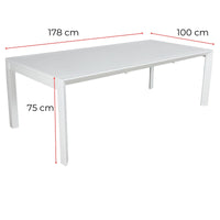 Iberia 178cm Aluminium Outdoor Dining Table White