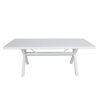 Percy 200cm Outdoor Trestle Dining Table Aluminium Frame White