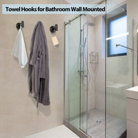 2 Pcs Wall Mount Bathroom Towel Hooks Holder Cloth Hanger Hook Kitchen Door Hanger Black