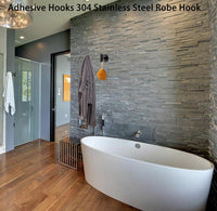 2 Pcs Wall Mount Self Adhesive Bathroom Towel Hooks Holder Cloth Hanger Hook Door Hanger Black