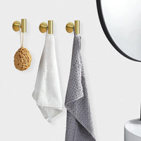2 Pcs Wall Mount Self Adhesive Bathroom Towel Hooks Holder Cloth Hanger Hook Door Hanger Gold