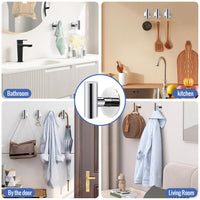 2 Pcs Wall Mount Self Adhesive Bathroom Towel Hooks Holder Cloth Hanger Hook Door Hanger Poliched Chrome