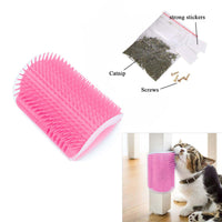 Cat Self Groomer Catnip  Dog Cat Toy Corner Groomer Wall Corner Scratcher Comb Grooming Massage Brush Pink