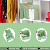 24L Cloth Storage Box Closet Organizer Storage Bags Clothes Storage Bags Wardrobe Organizer Idea GREEN
