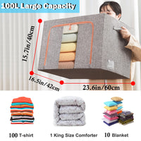 100L Cloth Storage Box Closet Organizer Storage Bags Clothes Storage Bags Wardrobe Organizer Idea Grey