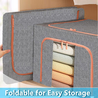 24L Cloth Storage Box Closet Organizer Storage Bags Clothes Storage Bags Wardrobe Organizer Idea Grey