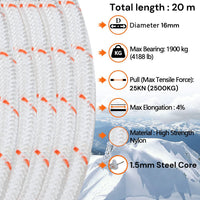 16mm 20m Safety Climbing Rope Nylon Rock Static Outdoor Boat Anchor Marine Rope Dock Lines Rope