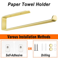 Gold Kitchen Bathroom Paper Holder Towel Holder Self Adhesive or Screw Mount 31cm