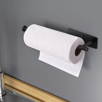 Kitchen Paper Holder Under Cabinet Wall Mount Adhesive Paper Towel Holder Rectangle Black