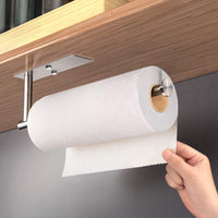 Kitchen Paper Holder Under Cabinet Wall Mount Adhesive Paper Towel Holder Rectangle Silver