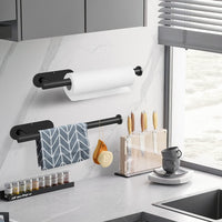 Kitchen Paper Holder Under Cabinet Wall Mount Adhesive Paper Towel Holder  Black