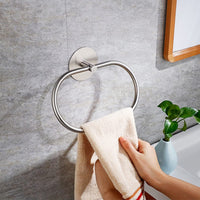 Bathroom Towel Ring Bathroom Towel Rack Adhesive Hand Towels Holder Towel Hanger Silver