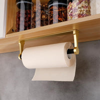 Kitchen Paper Holder Under Cabinet Screw Wall Mount Adhesive Paper Towel Holder Rectangle Gold