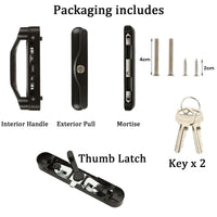 Sliding Patio Door Handle Set Mortise Lock Suitable for Sliding Glass Patio Door Keyed Black