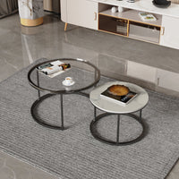 Interior Ave - Elle Luxe - Marble & Black Nested Coffee Table Set
