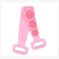 A+Living Silicone Bath Towel with Exfoliating Back Scrub Strap Pink Color 60cm
