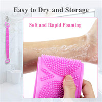 A+Living Bath Towel Silicone Exfoliating Back Scrub Strap Body Shower Brush Wash Purple