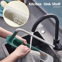 Cookingstuff Sink Storage Rack Kitchen Retractable Drain Expandable Basket Organizer Green