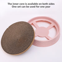 Pawfriends Cat Claw Plate Wear-Resistant Replaceable Round Corrugated Paper Pet Toy Pink