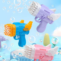 Bubblerainbow 42 Hole Angel Wing Automatic Bubble Blowing Lovely Bubble Gun Launcher Toy Pink