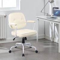 Louise White Frame Faux Leather Home Office Chair in Beige
