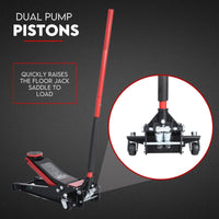 Hydraulic Floor Jack 3T Trolley Low Profile Car Track Quick Lifting 75-500mm