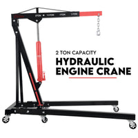 2 Ton Hydraulic Engine Crane Folding Hoist Stand Mobile Garage Workshop