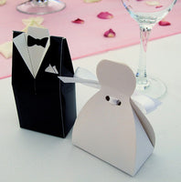 100 Pack of 50 Bride Gown and 50 Groom Tux Wedding Bridal Bomboniere Favor Candy Choc Almond Box - NW