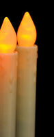 20 Pack Taper Stick White Battery Candle - Natural Flame Light Colour No Flicker - Gold Stand Base