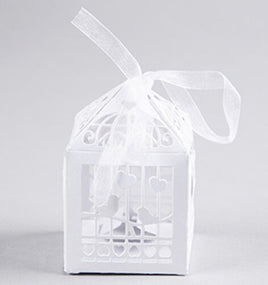 50 Piece Pack - White Dove Bird Heart Wedding Bomboniere Favor Lolly Gift Card Box