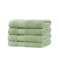 Linenland Bath Towel Set - 4 Piece Cotton Washcloths - Sage Green