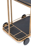 Black and French Brass Wooden 3-Tier Bar Cart Drinks Trolley