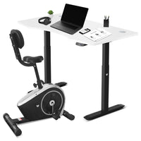 Fitness Cyclestation 3 Exercise Bike with ErgoDesk Automatic Standing Desk 150cm in White/Black