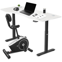 Fitness Cyclestation 3 Exercise Bike with ErgoDesk Automatic Standing Desk 180cm in White/Black