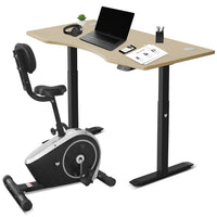 Fitness Cyclestation 3 Exercise Bike with ErgoDesk Automatic Standing Desk 150cm in Oak/Black