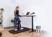 Fitness V-FOLD Treadmill with ErgoDesk Automatic Standing Desk 1500mm in White/Black