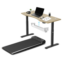 Fitness WalkingPad M2 Treadmill with ErgoDesk Automatic Oak Standing Desk 1500mm + Cable Management Tray
