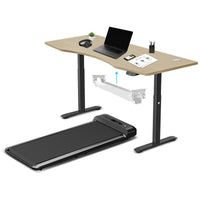 Fitness WalkingPad M2 Treadmill with ErgoDesk Automatic Oak Standing Desk 1800mm + Cable Management Tray