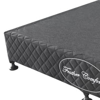 Mattress Base Ensemble Queen Size Solid Wooden Slat in Charcoal with Removable Cover