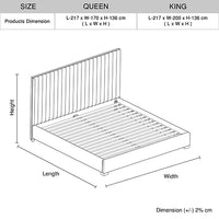 Hillsdale Bed Frame Polyester Fabric Padded Upholstery High Quality Slats Polished Stainless Steel Feet - Queen