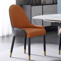 2X Dining Chairs Orange Colour Premium Leatherette Carbon Steel Frame Firm Support
